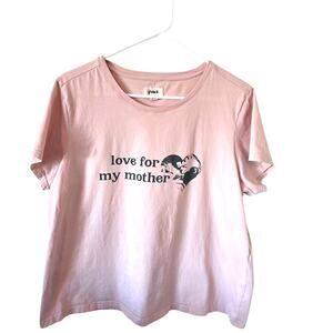 PACT Womens Love for My Mother Earth Short Sleeve Tee Size XL Light Pink